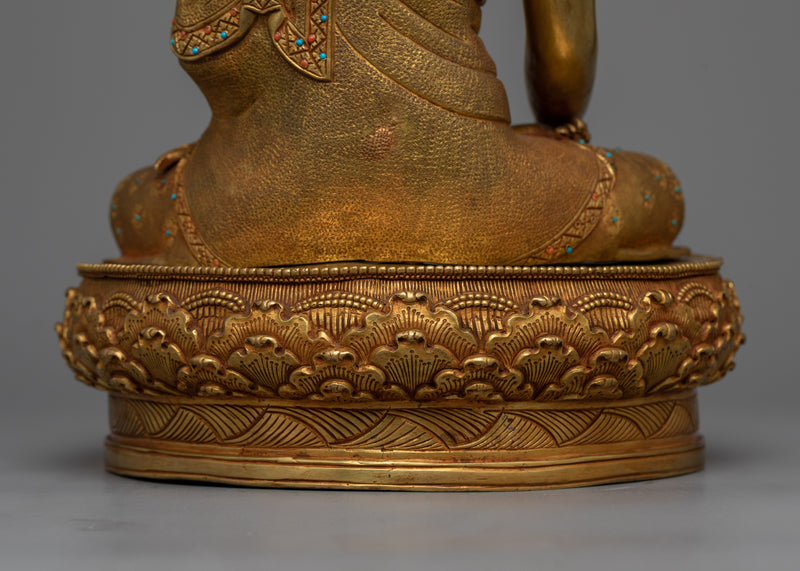 Enlighten Guru Shakyamuni Buddha Statue | Illuminated Presence: 24K Gold Gilded