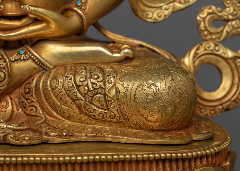 Gold-Gilded Amitayus Statue | Symbol of Eternal Life and Healing