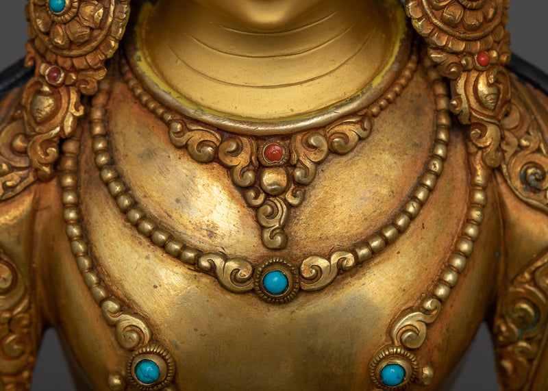 Gold-Gilded Amitayus Statue | Symbol of Eternal Life and Healing