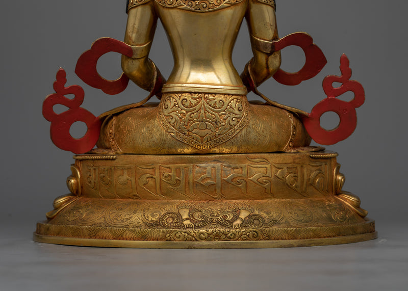 Gold-Gilded Amitayus Statue | Symbol of Eternal Life and Healing