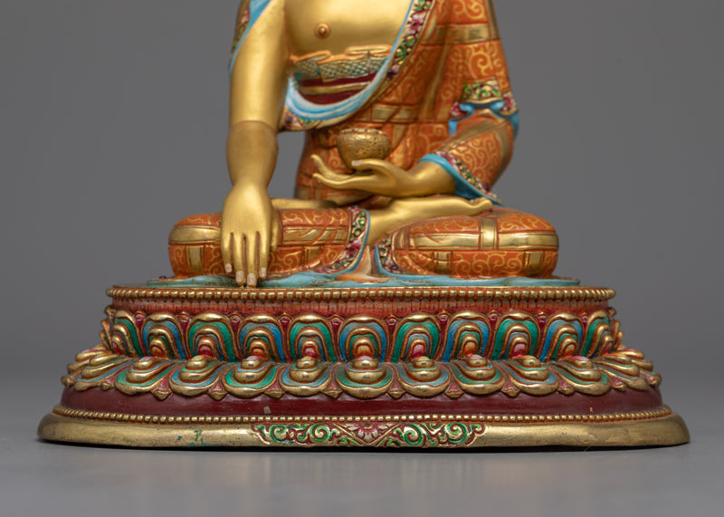 Radiant Shakyamuni Buddha Color Figure | Exquisite Handcrafted Copper Statue