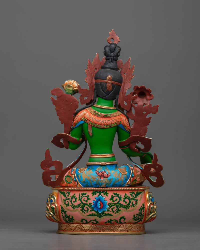 Green Tara Colorful Statue | Empowerment in Compassionate Action