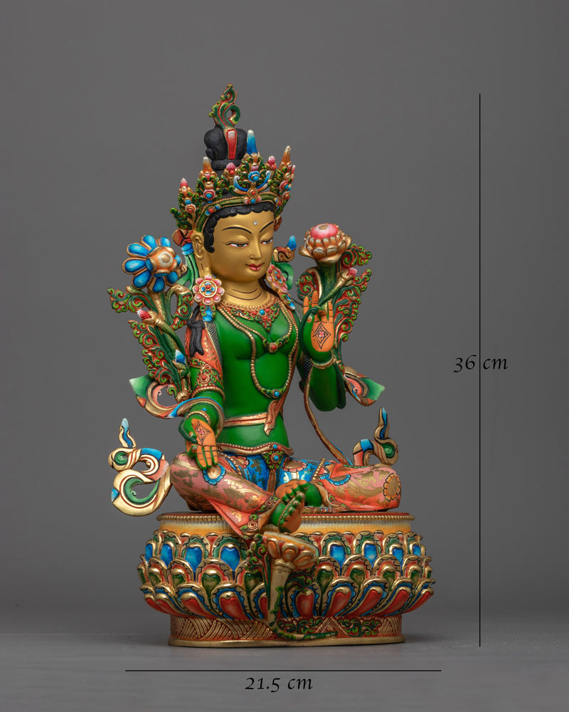 Green Tara Colorful Statue | Empowerment in Compassionate Action