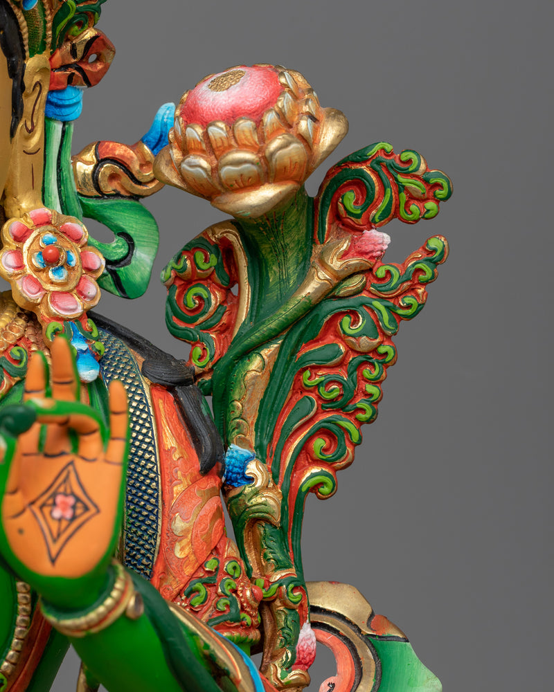 Green Tara Colorful Statue | Empowerment in Compassionate Action