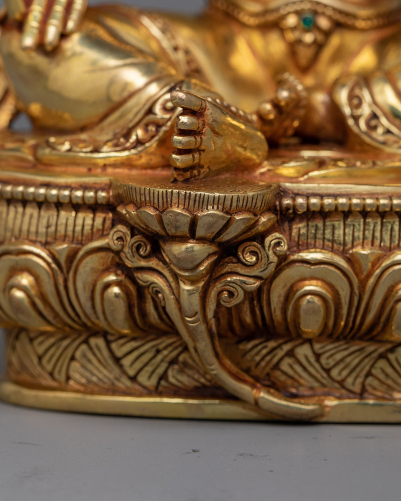 Gold-Gilded Green Tara Statue | Radiant Beacon of Compassion