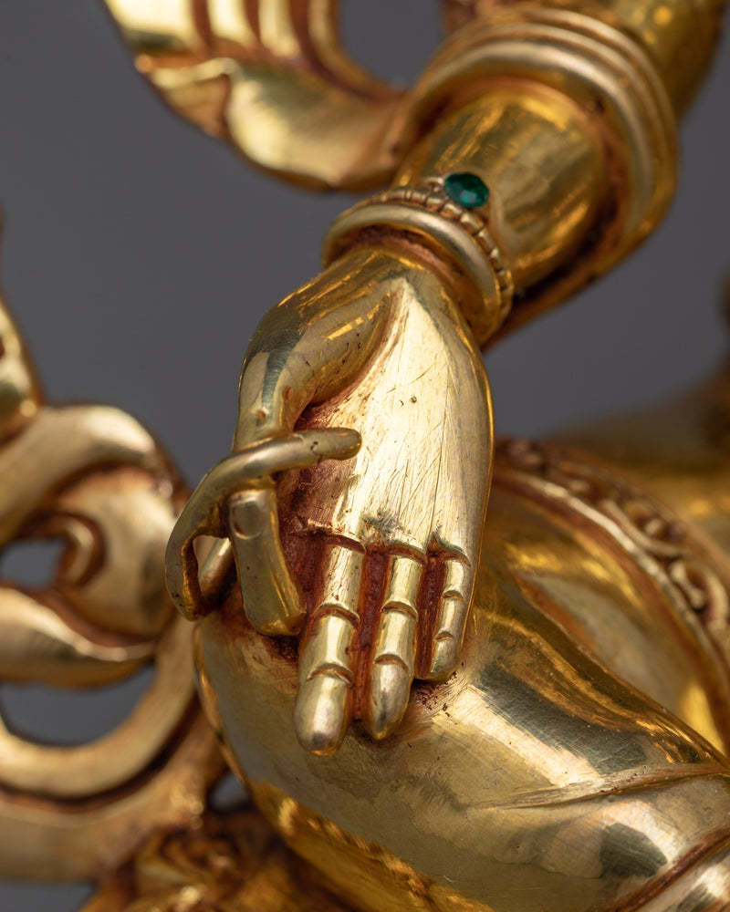 Gold-Gilded Green Tara Statue | Radiant Beacon of Compassion