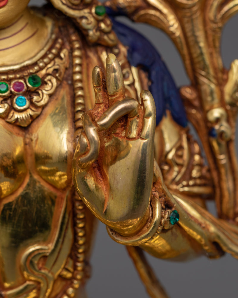 Gold-Gilded Green Tara Statue | Radiant Beacon of Compassion