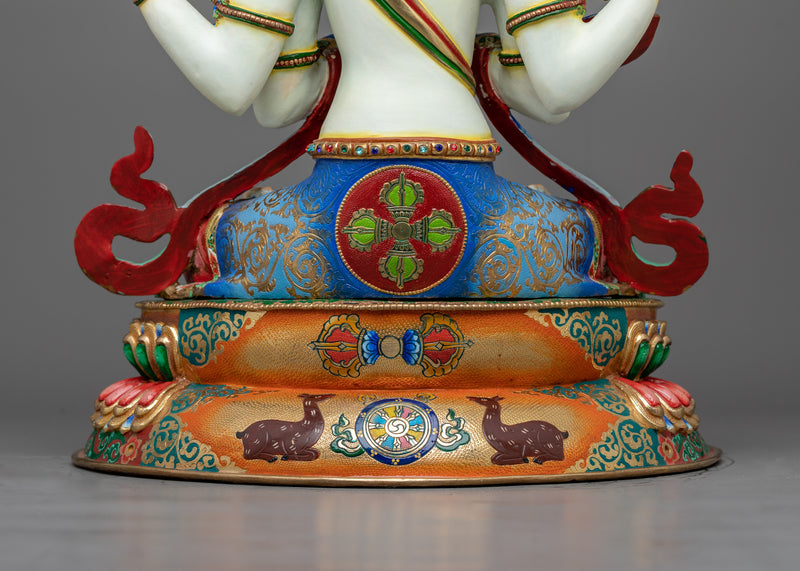 White-Painted Chenrezig Statue | Embodying Compassion and Wisdom