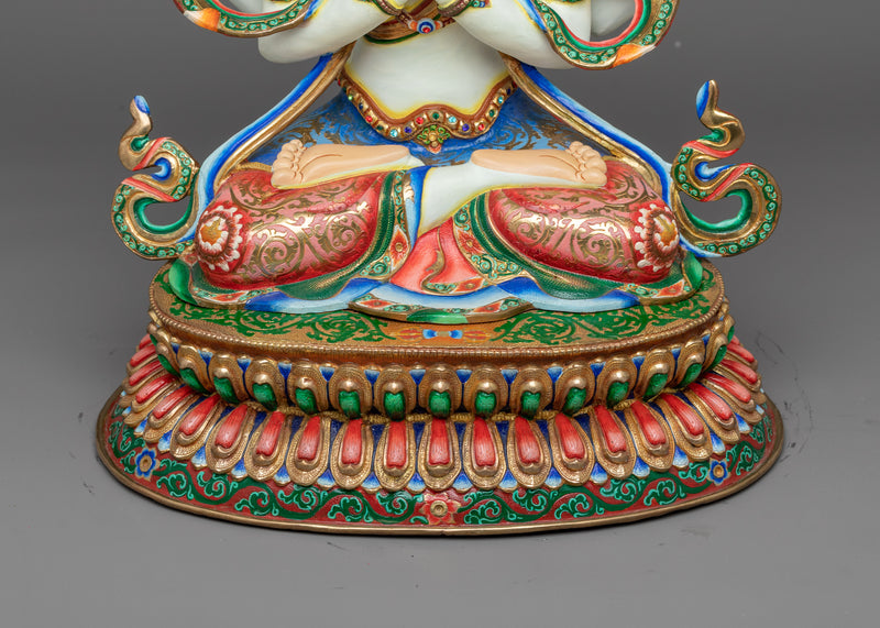 White-Painted Chenrezig Statue | Embodying Compassion and Wisdom