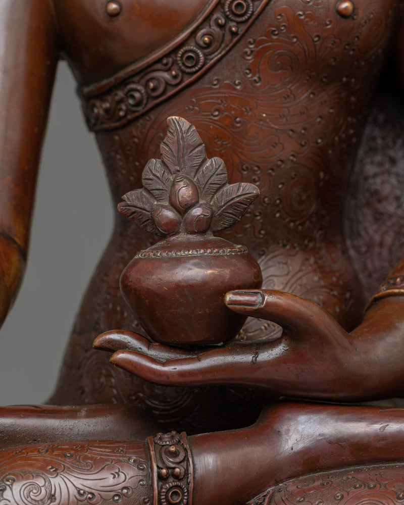 Medicine Buddha Oxidized Figure | Healing Presence of Enlightenment