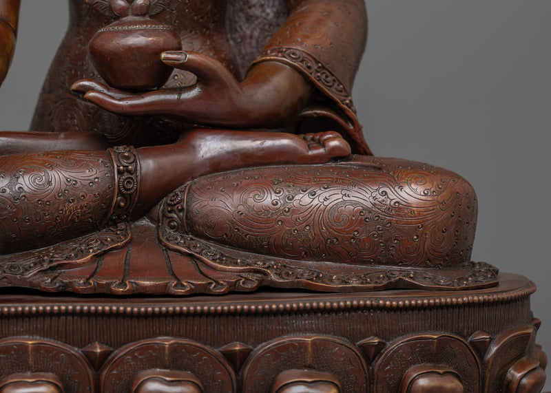 Medicine Buddha Oxidized Figure | Healing Presence of Enlightenment