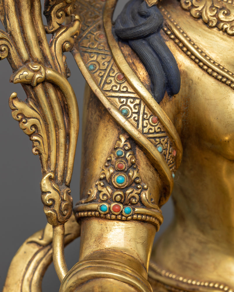 Green Tara Antique Statue | Beacon of Protection and Compassion