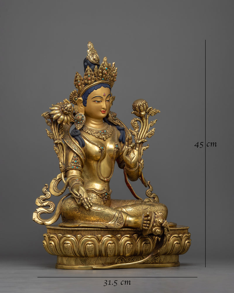 Green Tara Antique Statue | Beacon of Protection and Compassion