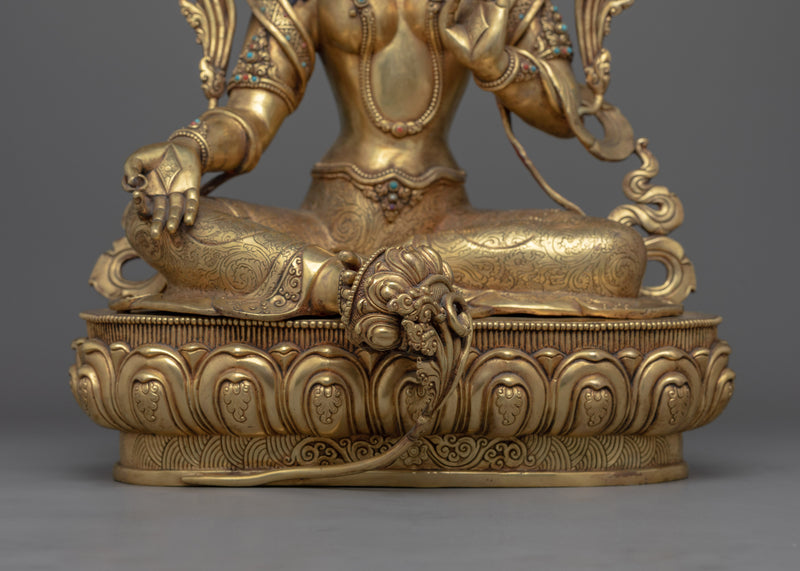 Green Tara Antique Statue | Beacon of Protection and Compassion