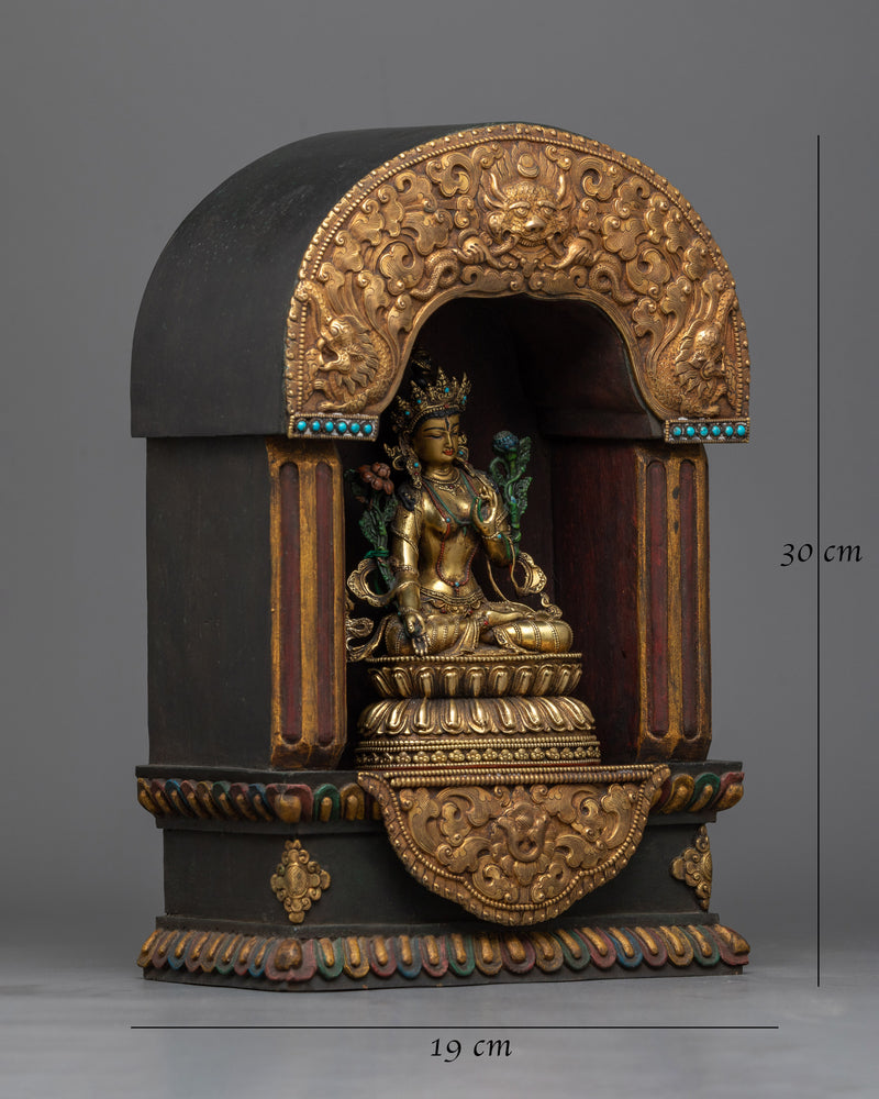 White Tara in Wooden Cave Statue | Symbol of Compassion and Healing