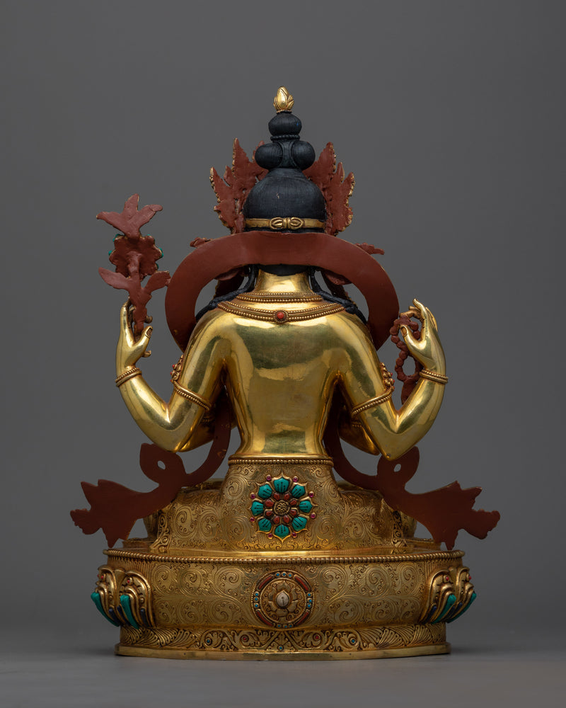 Gold Gilded Chenrezig Statue | Magnificent Handcrafted Statue Made from Nepal