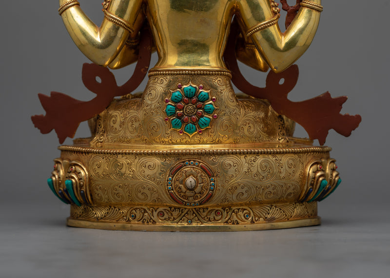 Gold Gilded Chenrezig Statue | Magnificent Handcrafted Statue Made from Nepal