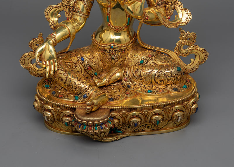 Green Tara Graceful | Magnificent Handcrafted Statue Made From Old Artist