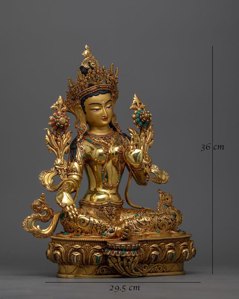 Green Tara Graceful | Magnificent Handcrafted Statue Made From Old Artist