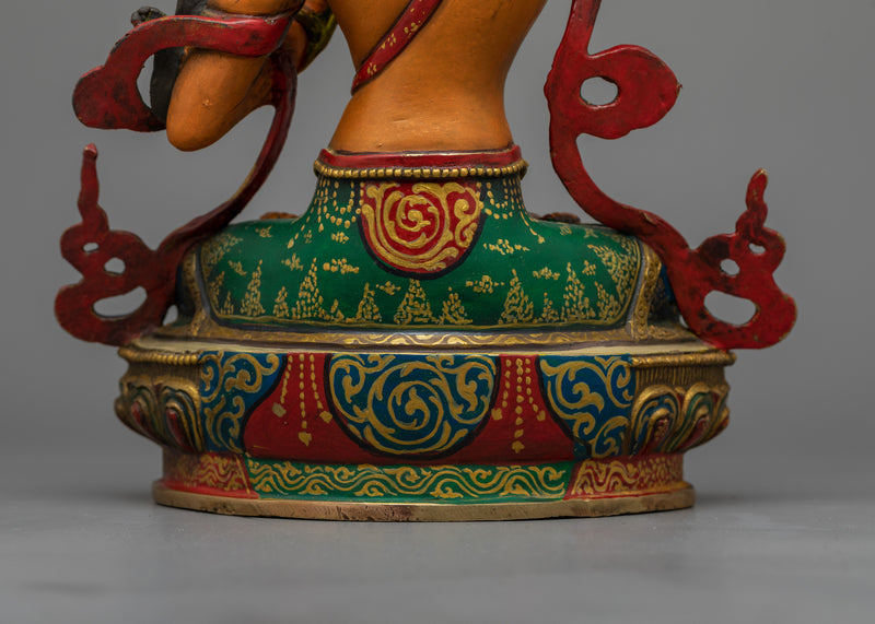 Orange-Painted Manjushri Statue | Symbol of Wisdom