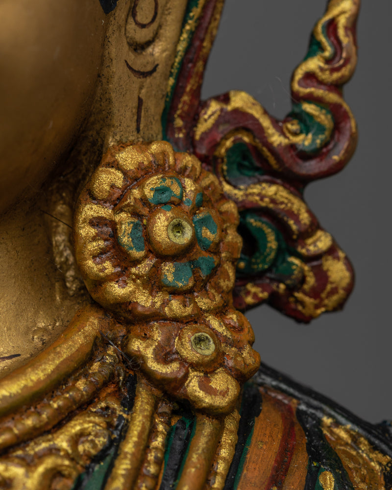 Painted Green Tara Statue | Embodying Compassion and Spiritual Grace