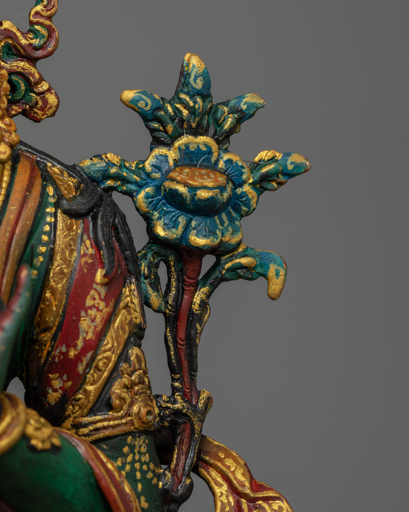 Painted Green Tara Statue | Embodying Compassion and Spiritual Grace