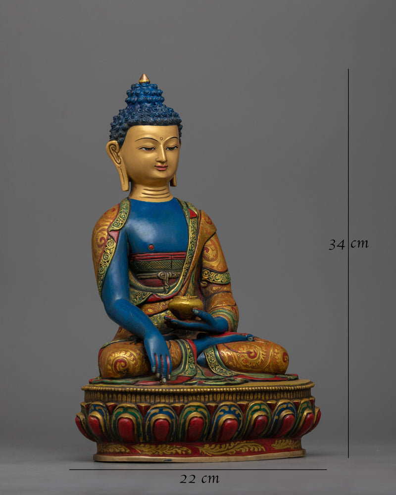 Blue-Hued Shakyamuni Buddha Statue | Serenity in Blue Sapphire Color