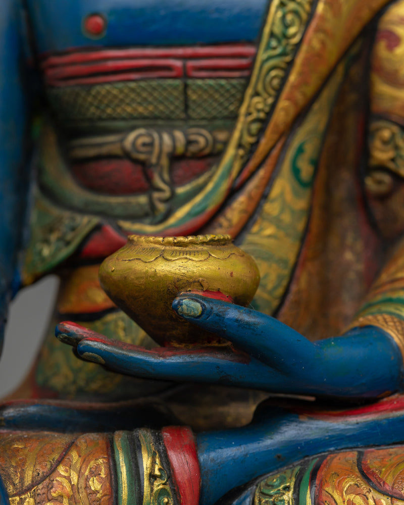 Blue-Hued Shakyamuni Buddha Statue | Serenity in Blue Sapphire Color