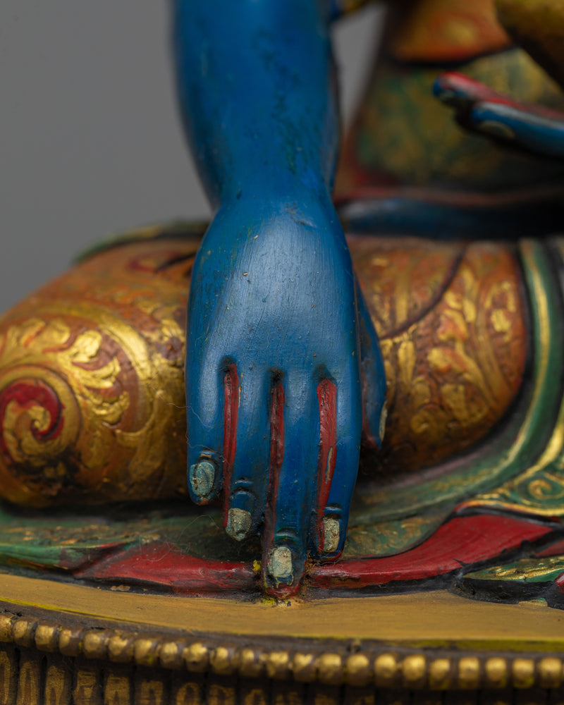 Blue-Hued Shakyamuni Buddha Statue | Serenity in Blue Sapphire Color