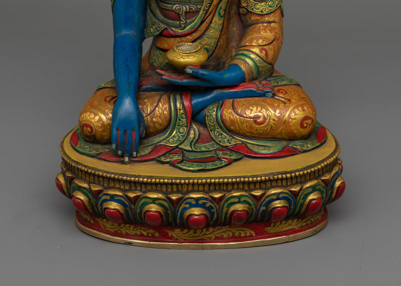 Blue-Hued Shakyamuni Buddha Statue | Serenity in Blue Sapphire Color