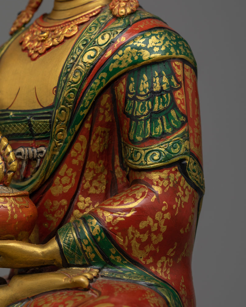 Green and Red Color Ratnasambhava Statue | Symbol of Wealth and Compassion