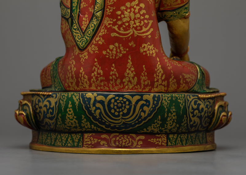 Green and Red Color Ratnasambhava Statue | Symbol of Wealth and Compassion