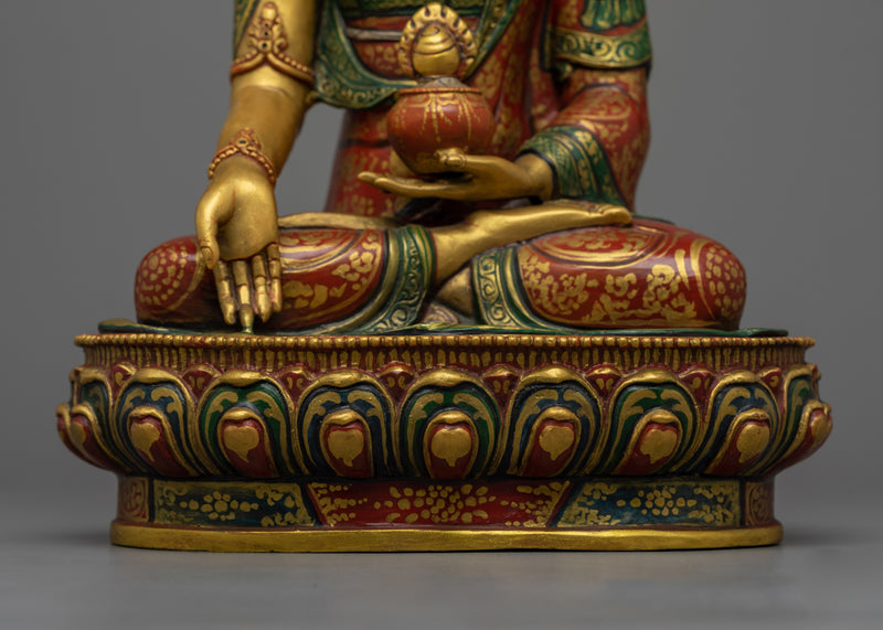 Green and Red Color Ratnasambhava Statue | Symbol of Wealth and Compassion