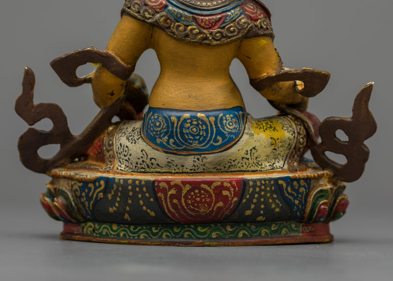 Colored Dzambhala Sculpture | Radiant Handcrafted Wealth Deity Antique Finished Statue