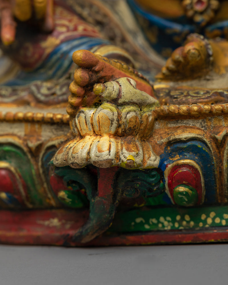 Colored Dzambhala Sculpture | Radiant Handcrafted Wealth Deity Antique Finished Statue