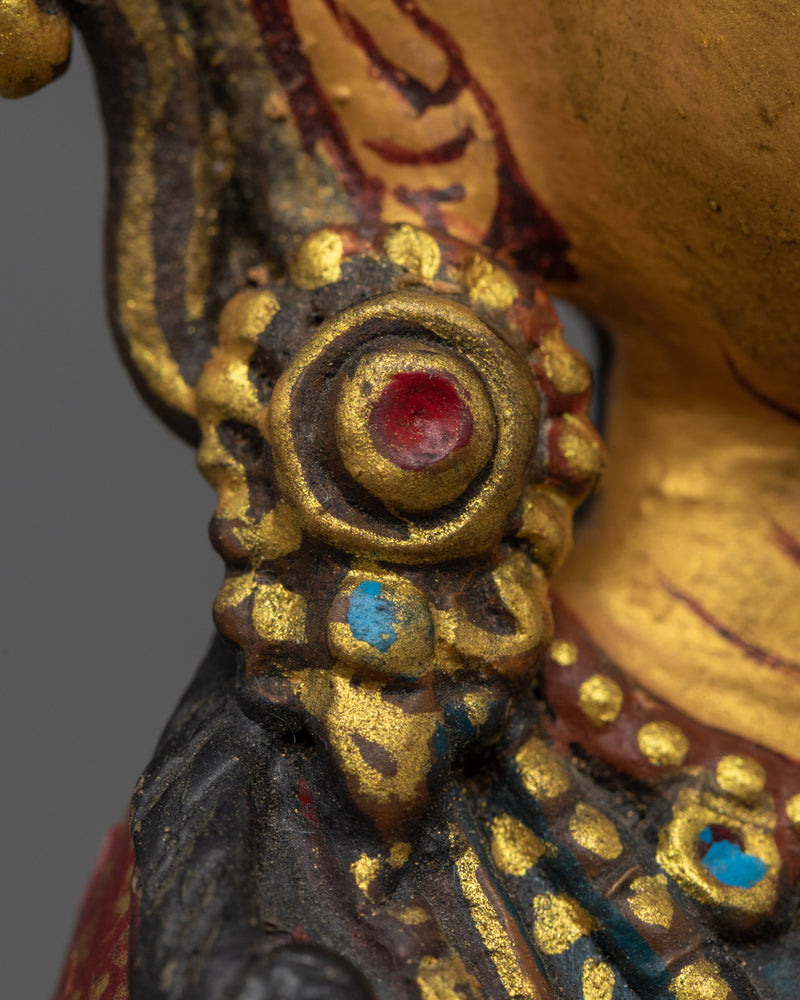 Colored Vajradhara Sculpture | Radiant Handcrafted Antique Finished Statue of Dorje Chang