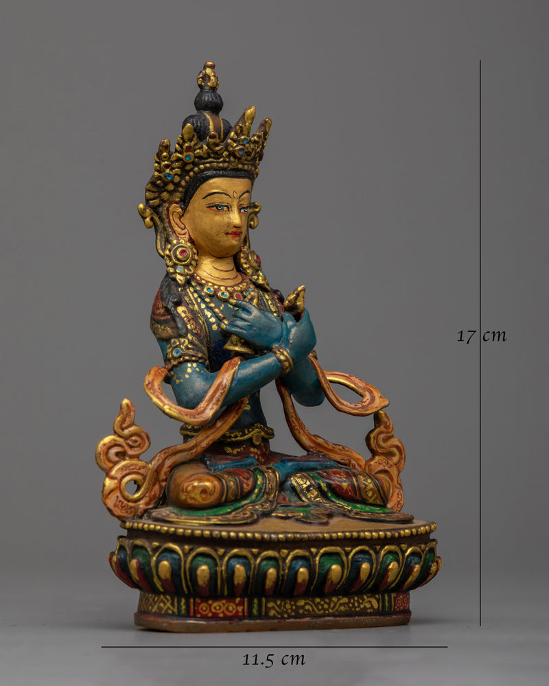 Colored Vajradhara Sculpture | Radiant Handcrafted Antique Finished Statue of Dorje Chang