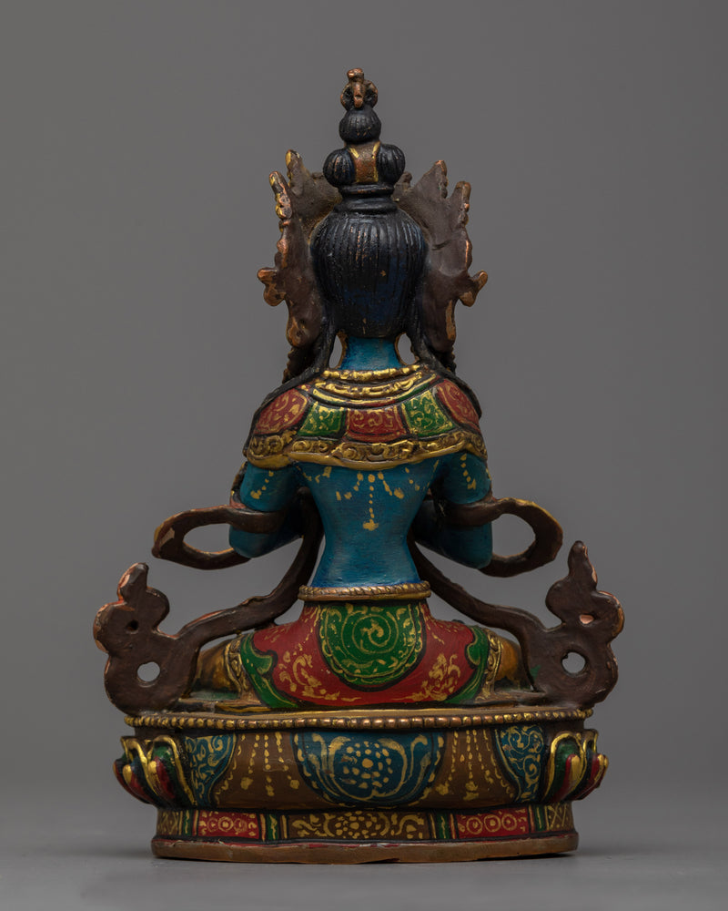 Colored Vajradhara Sculpture | Radiant Handcrafted Antique Finished Statue of Dorje Chang