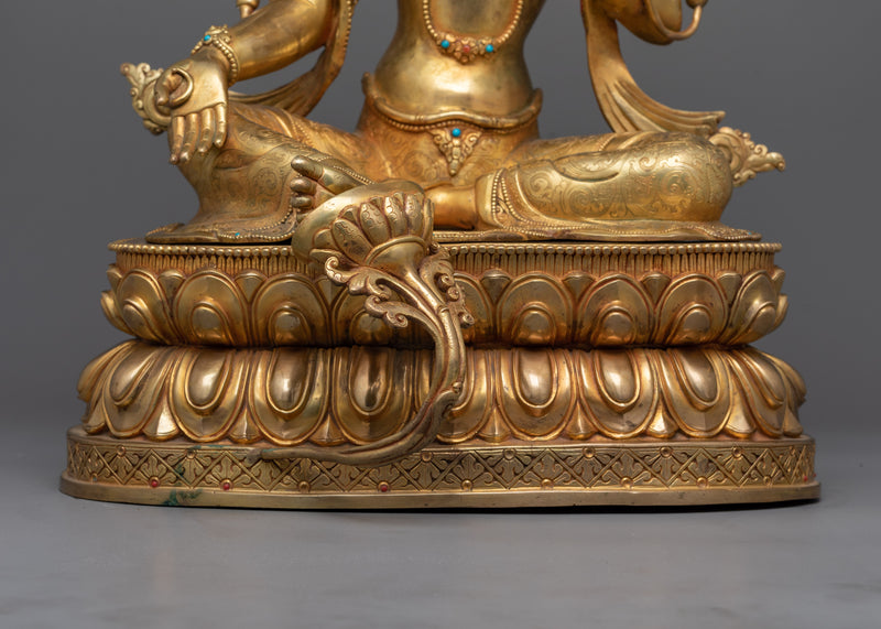 Graceful Tara Gold Gilded Statue | Radiant Symbol of Compassion and Beauty