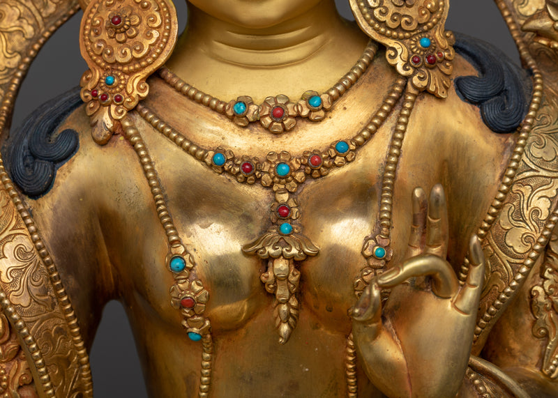 Graceful Tara Gold Gilded Statue | Radiant Symbol of Compassion and Beauty