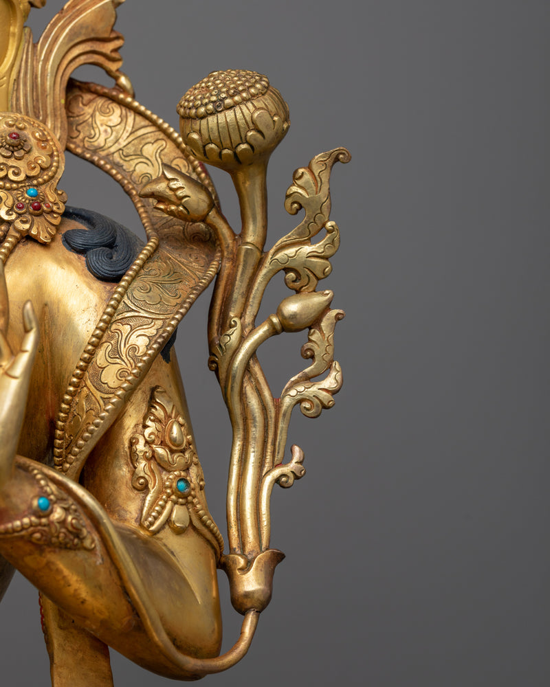 Graceful Tara Gold Gilded Statue | Radiant Symbol of Compassion and Beauty