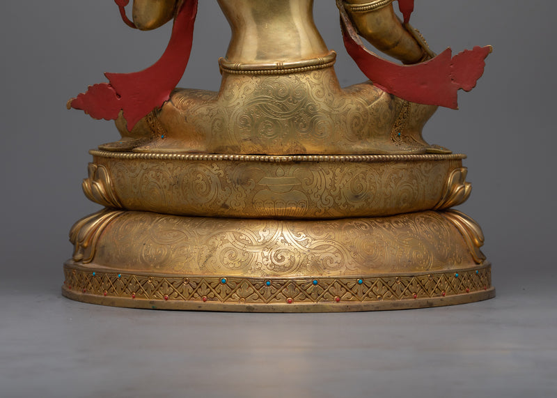 Graceful Tara Gold Gilded Statue | Radiant Symbol of Compassion and Beauty