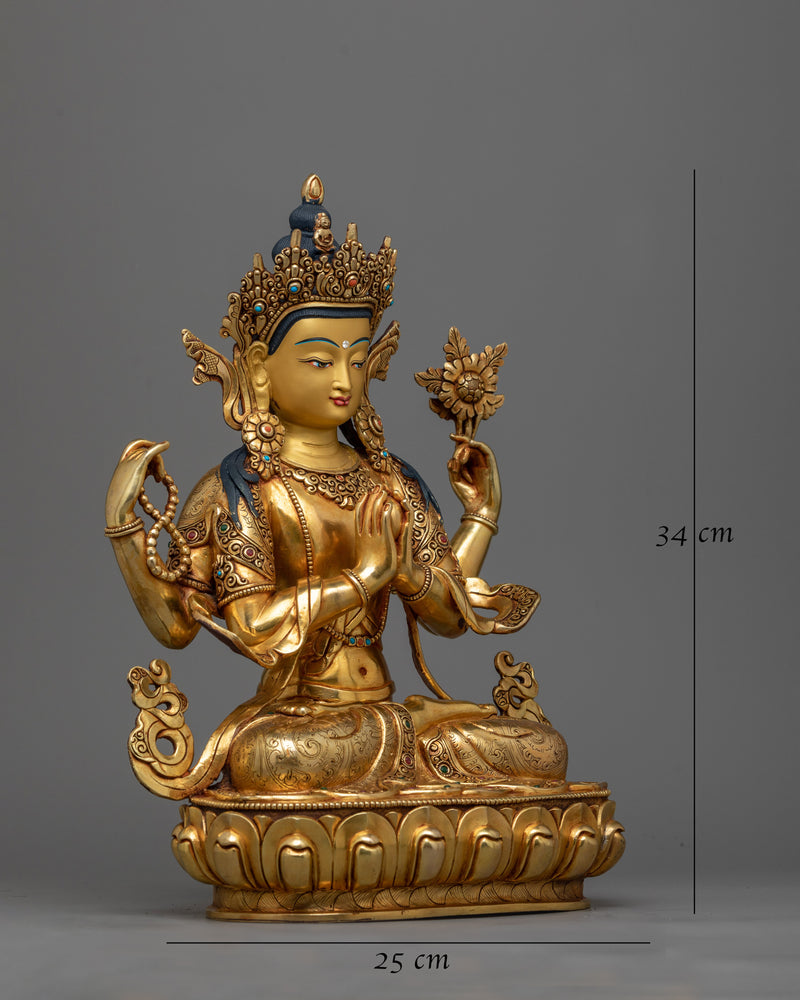 Compassion Buddha Cherezig Statue | Artfully Handcrafted Symbol of Serenity