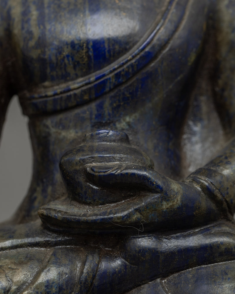 Medicine Buddha Lapis Lazuli Stone Statue | Handcrafted Healer Icon