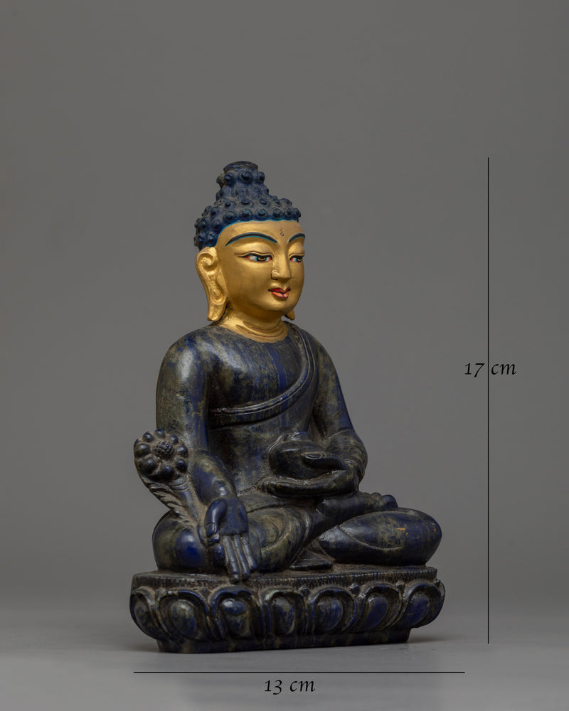 Medicine Buddha Lapis Lazuli Stone Statue | Handcrafted Healer Icon