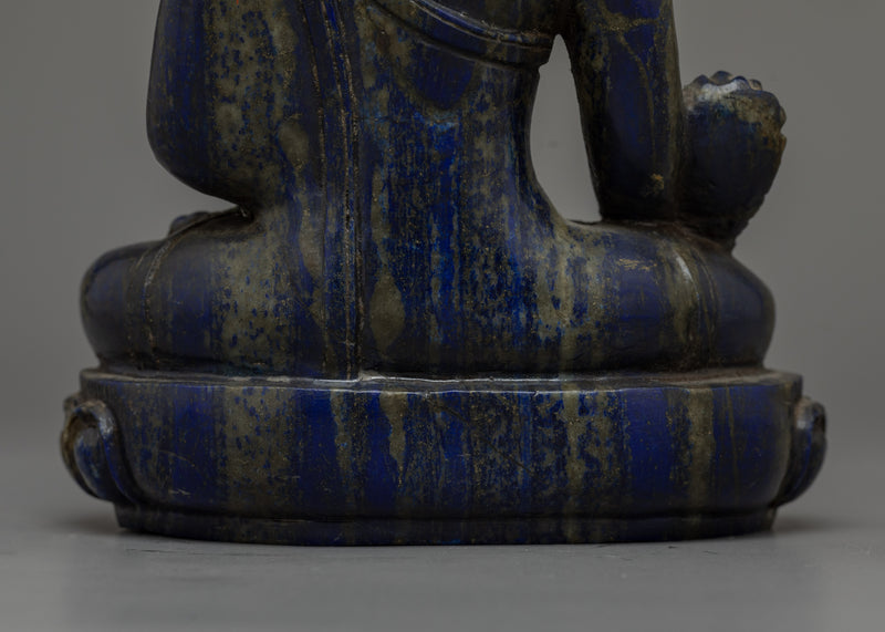 Medicine Buddha Lapis Lazuli Stone Statue | Handcrafted Healer Icon