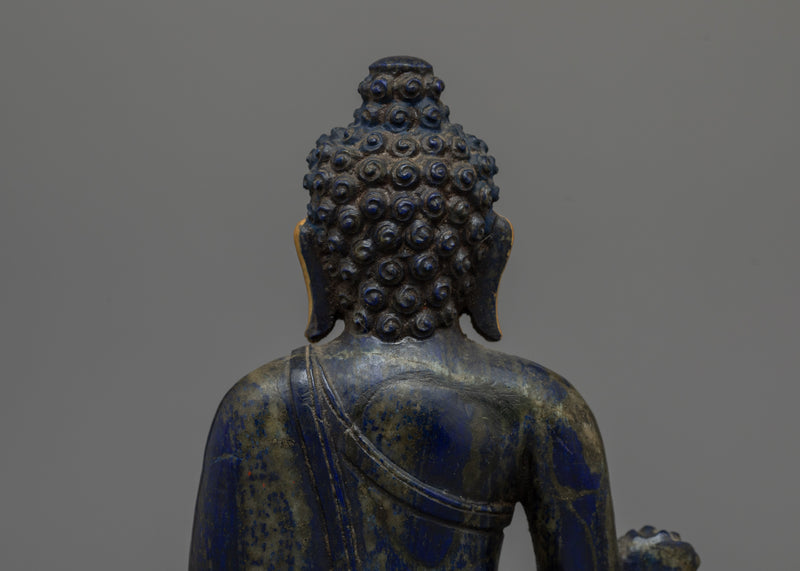 Medicine Buddha Lapis Lazuli Stone Statue | Handcrafted Healer Icon