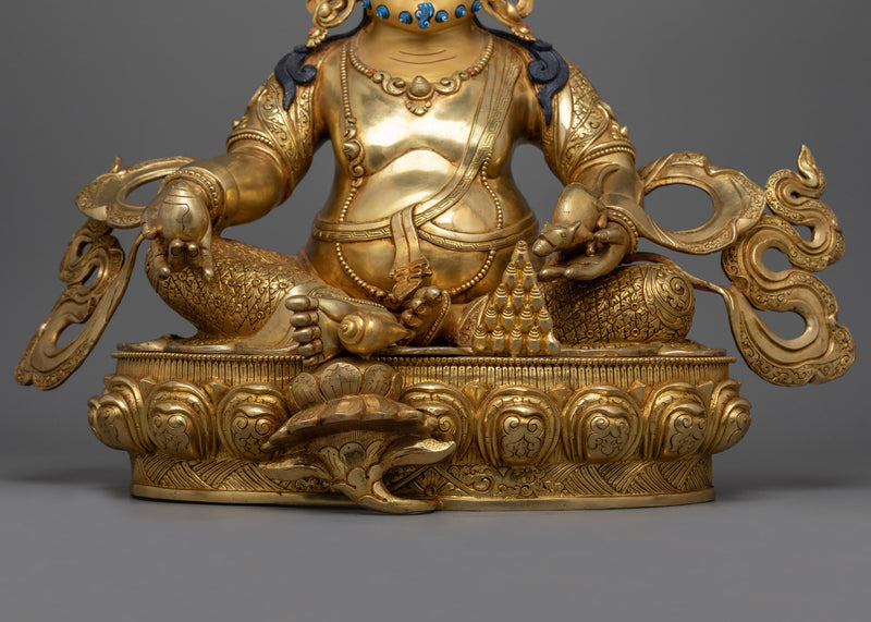 Handcrafted Gold-Gilded Dzambhala Statue | Buddhist Artful Design