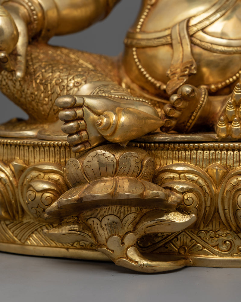 Handcrafted Gold-Gilded Dzambhala Statue | Buddhist Artful Design