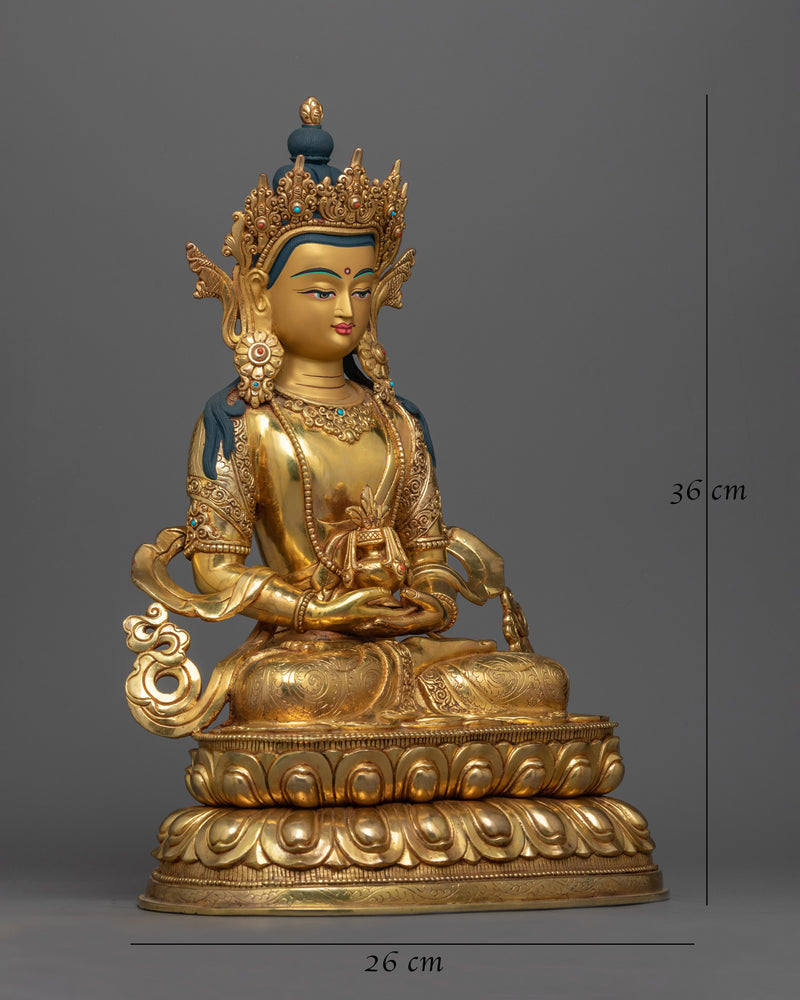 Handcrafted Amitayus Gold-Gilded Statue | Intricate Buddhism Artful Design